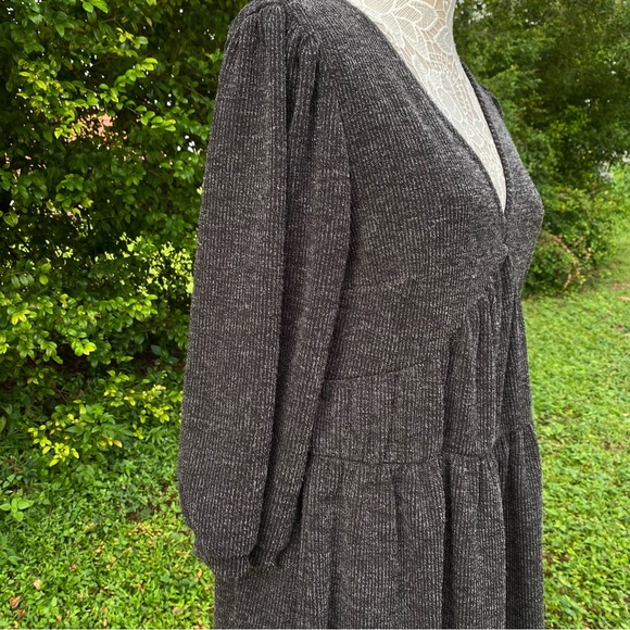 RO + DE Anthropologie Laura Tiered Tunic Sweater A Line Stretchy Dress  Gray‎ M - Picture 5 of 10